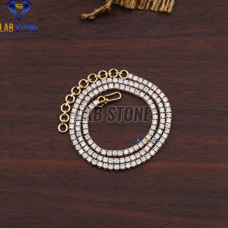 Round Cut Diamond Yellow Gold Necklace