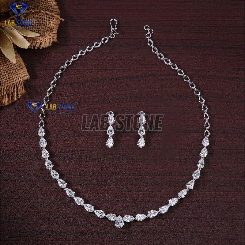 Pear Cut Diamond White Gold Necklace Set