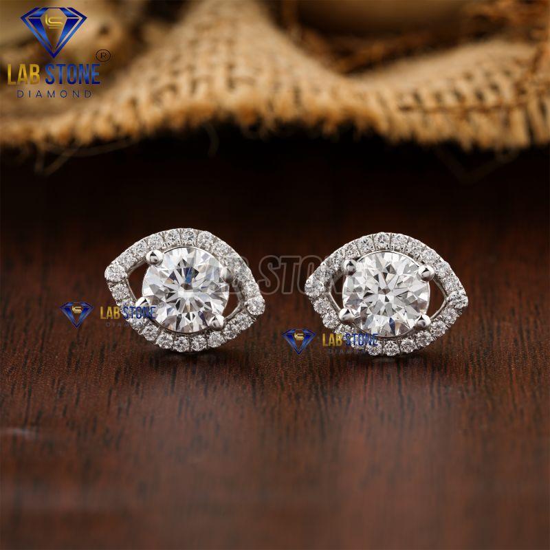 Round Cut Diamond White Gold Stud Earrings