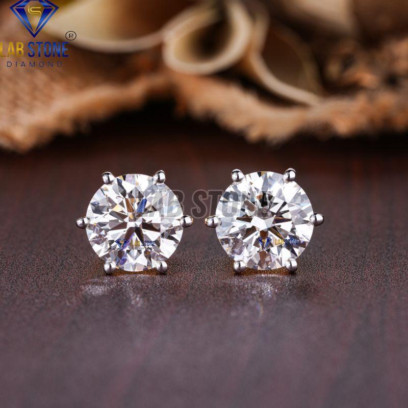 White Gold Round Cut Diamond Stud Earrings