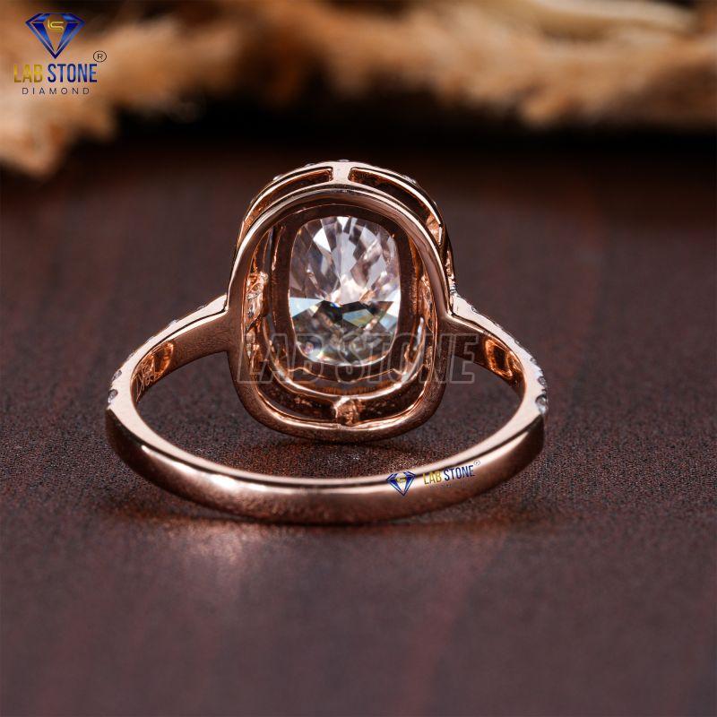 Cushion & Round Cut Diamond Rose Gold Ring