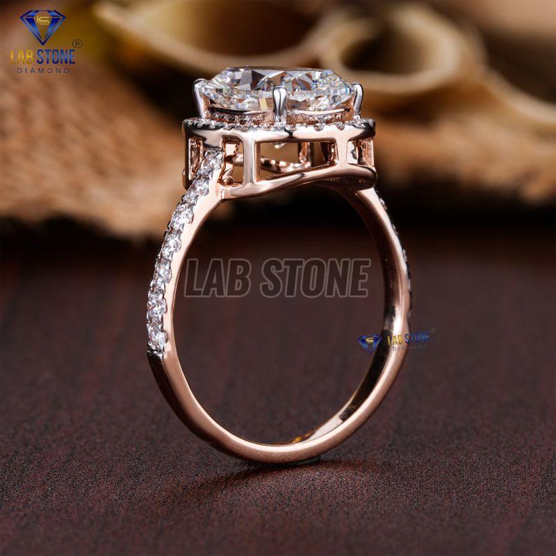 Cushion & Round Cut Diamond Rose Gold Ring