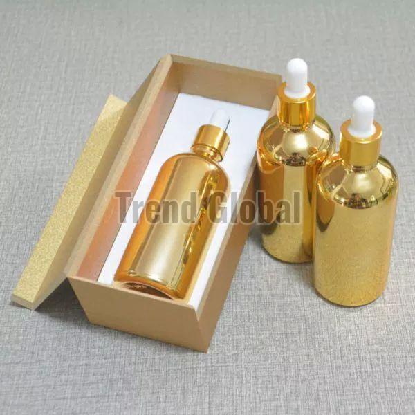 Golden Paint Coated Glass Dropper Bottle