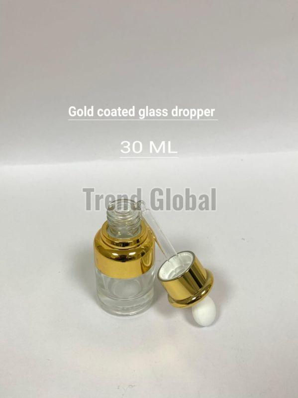 Golden Paint Coated Glass Dropper Bottle