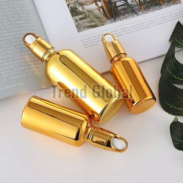 Golden Paint Coated Glass Dropper Bottle