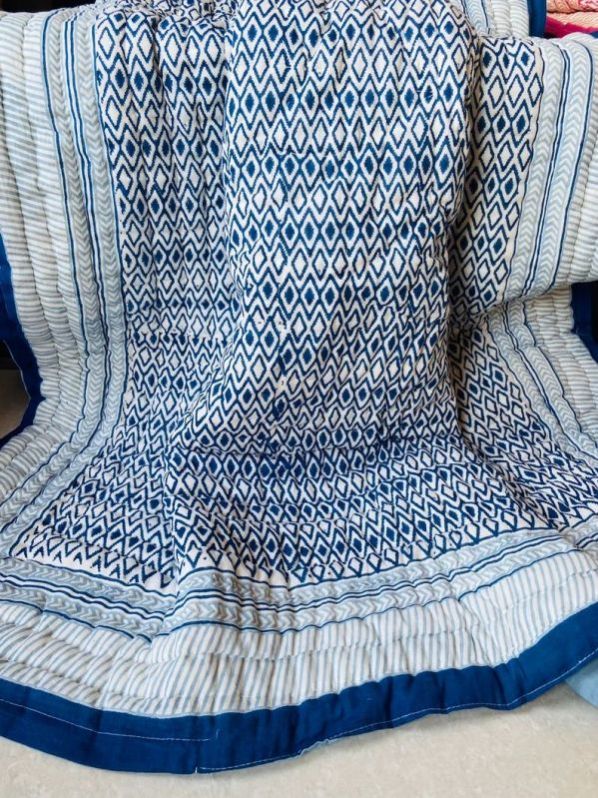 Indian Reversible Blue Quilt