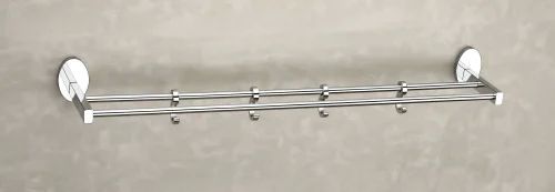 Saffron SS 304 Twin Towel Rod With Hook