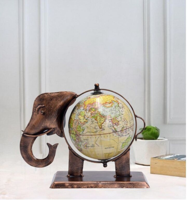 Metal Elephant Revolving Globe