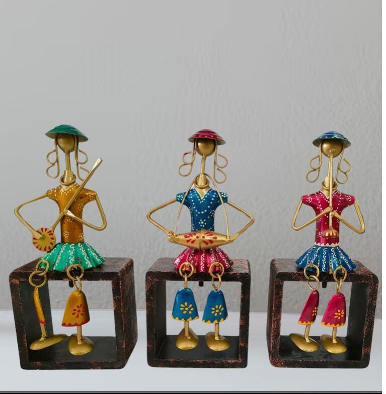 Iron Chair Lady Sitting Musician Set Of 3