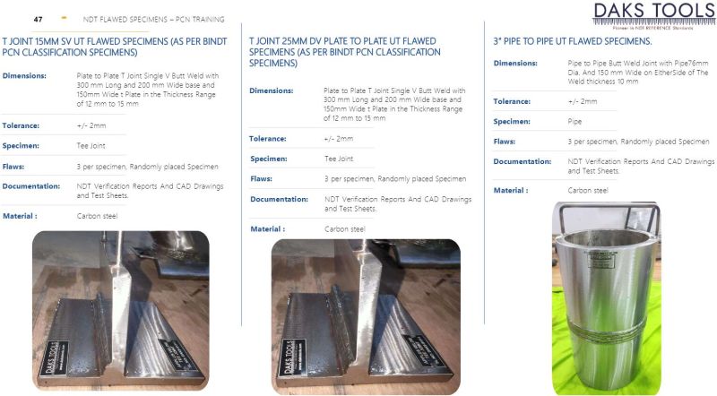 25MM SV PLATE TO PLATE UT FLAWED SPECIMENS