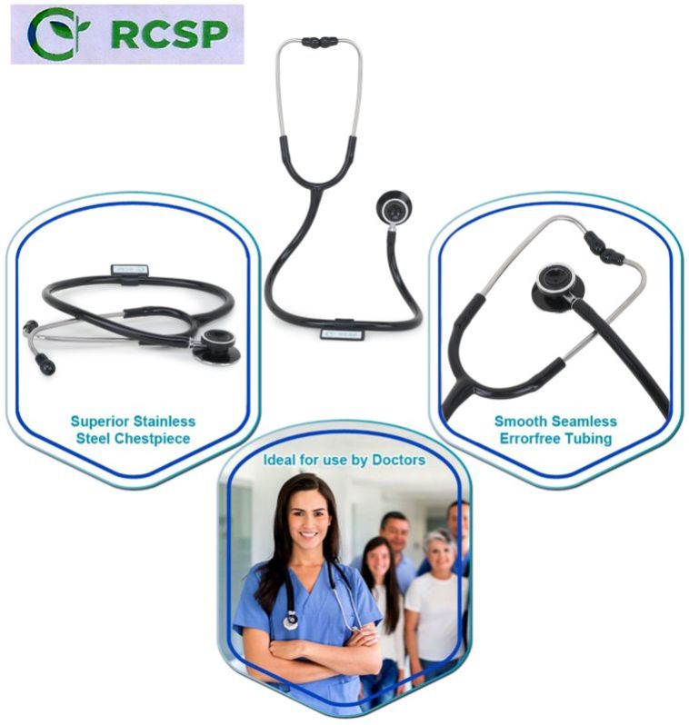 RCSP Acoustic Stethoscope For Medical Students, Doctors & Nurse With Attractive Colour, Lightweight Aluminium Anodizing Chest Piece With F