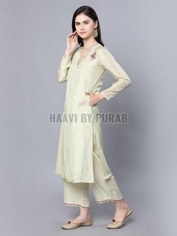 Cupro Silk Kurta With Modal Satin Farshi