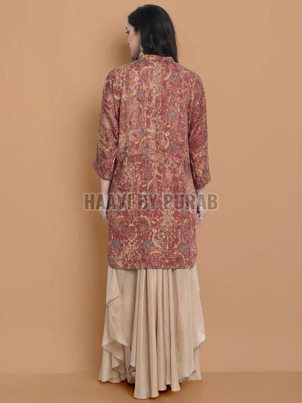 Ladies Draped Tunic Kurta With Flared Palazzo