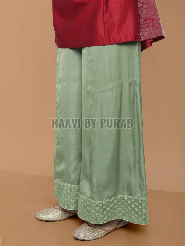 Ladies Embroidered Chanderi Silk Kurta With Farshi Palazzo