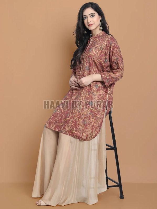 Ladies Draped Tunic Kurta With Flared Palazzo