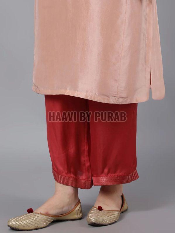 Ladies Cupro Silk Collar Neck Kurta With Farshi Pant