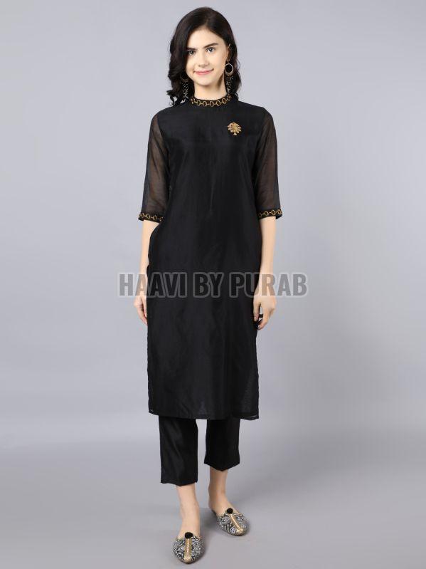 Chanderi Kurta With Cotton Pencil Pants