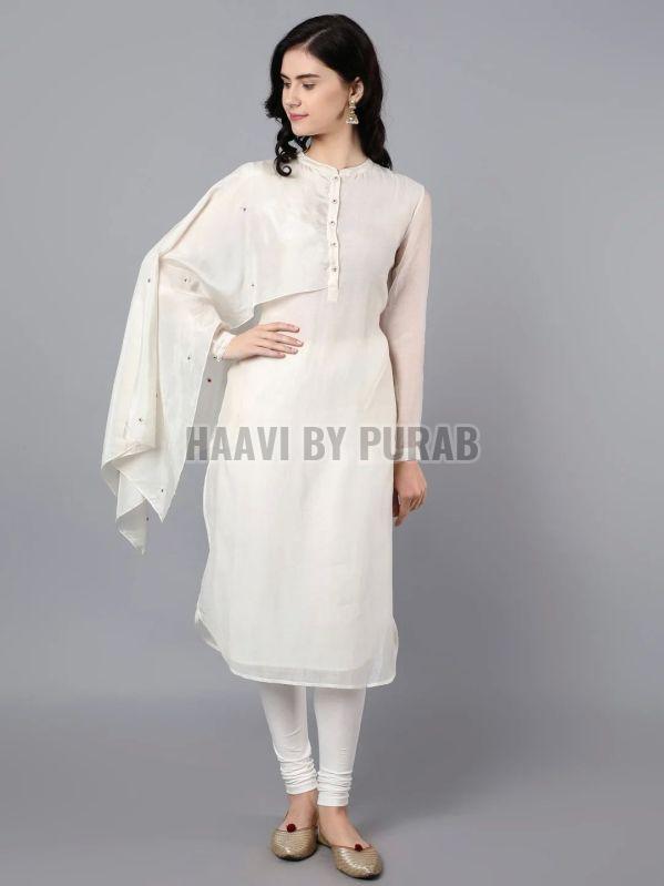 Ladies Chanderi Kurta With 100% Silk Drape