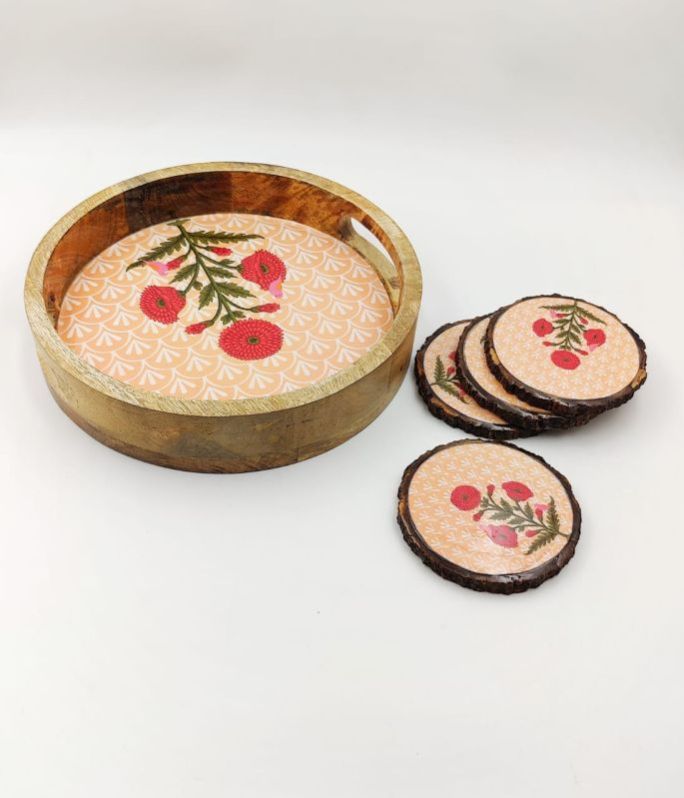 Wooden Enamel Serving Tray