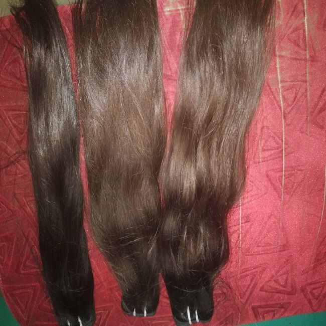 PURE VIRGIN NATURAL DARK BROWN HAIR