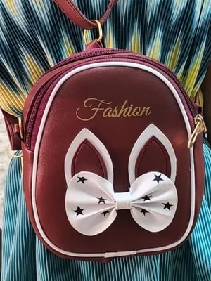 Girls Maroon PU Backpack