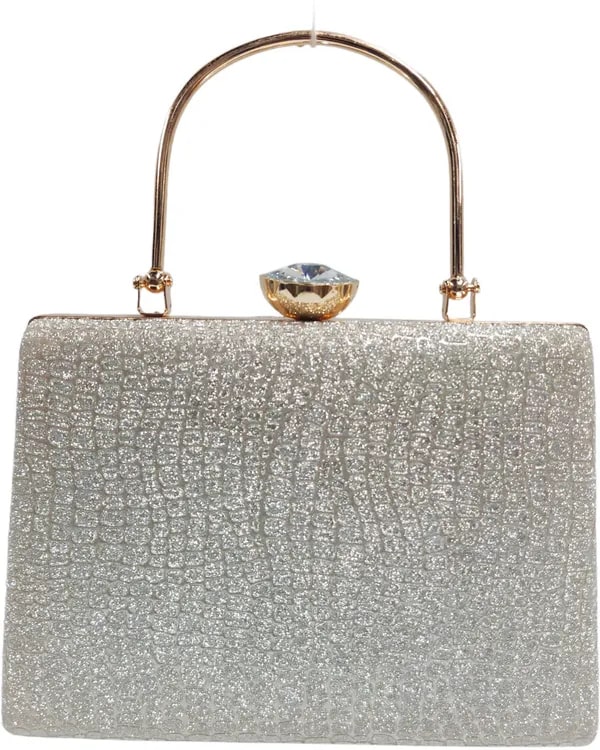 Shiny Grey Clutch Bag