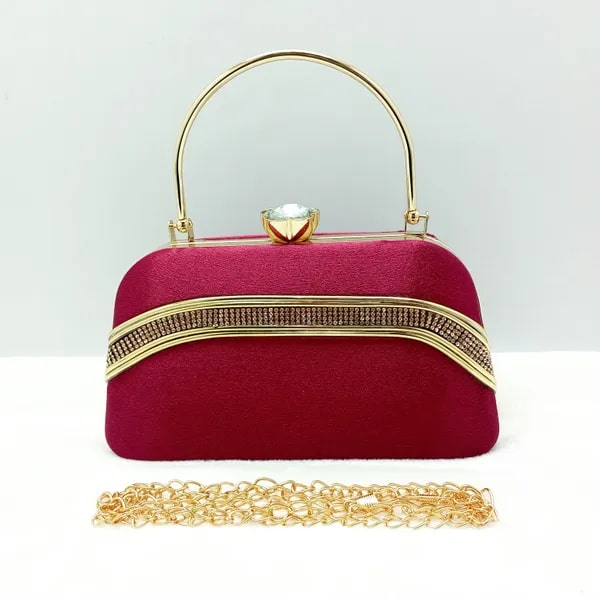 Stylish Maroon Velvet Clutch Bag