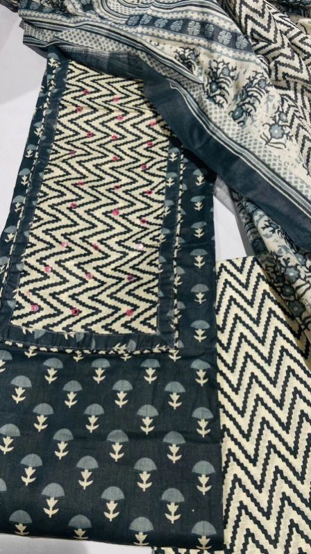 Dadark Grey Cotton Unstitched Suits