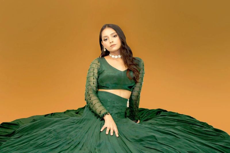 Green 56 Kali Lehenga Set Of 3