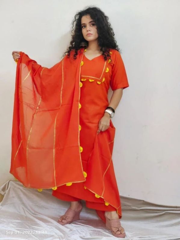 Orange Gotta Flower Suit Set