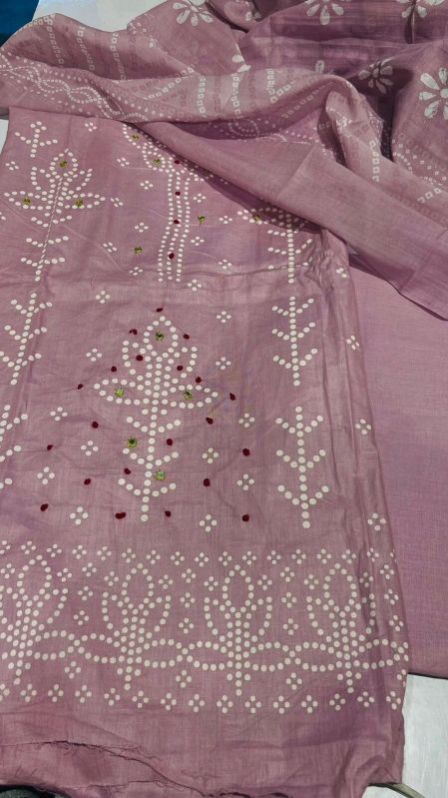 Purple Cotton Printed Suit
