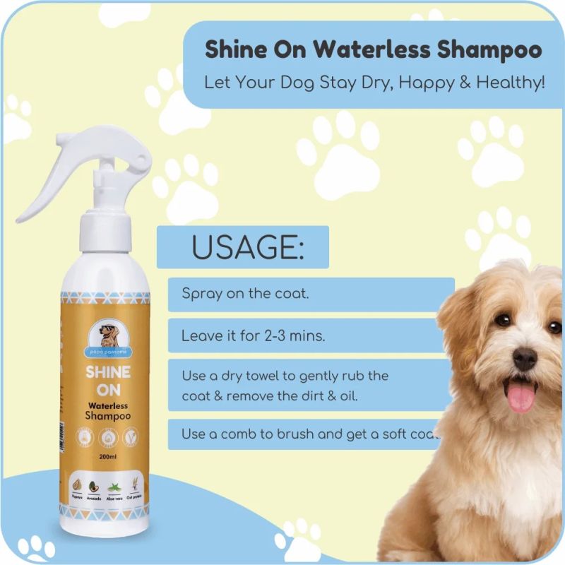 Papa Pawsome Shine On Waterless Shampoo 200 Ml