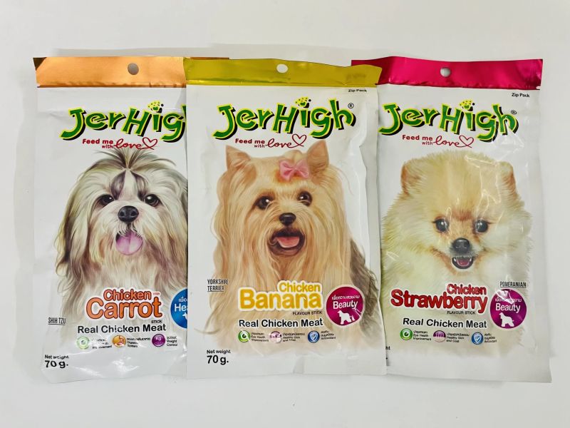 Jerhigh Dog Treats Real Chicken Meat (Carrot, Banana ,stick) 3 Pack Combo Set