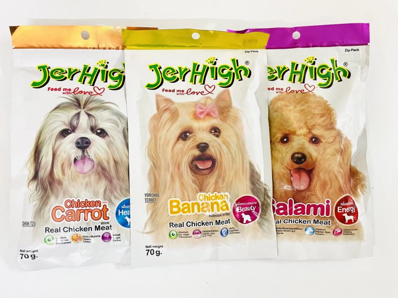 Jerhigh Dog Treats Real Chicken Meat (Carrot, Banana ,stick) 3 Pack Combo Set