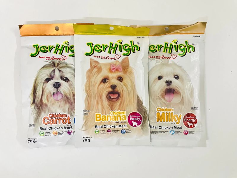 Jerhigh Dog Treats Real Chicken Meat (Carrot, Banana ,stick) 3 Pack Combo Set