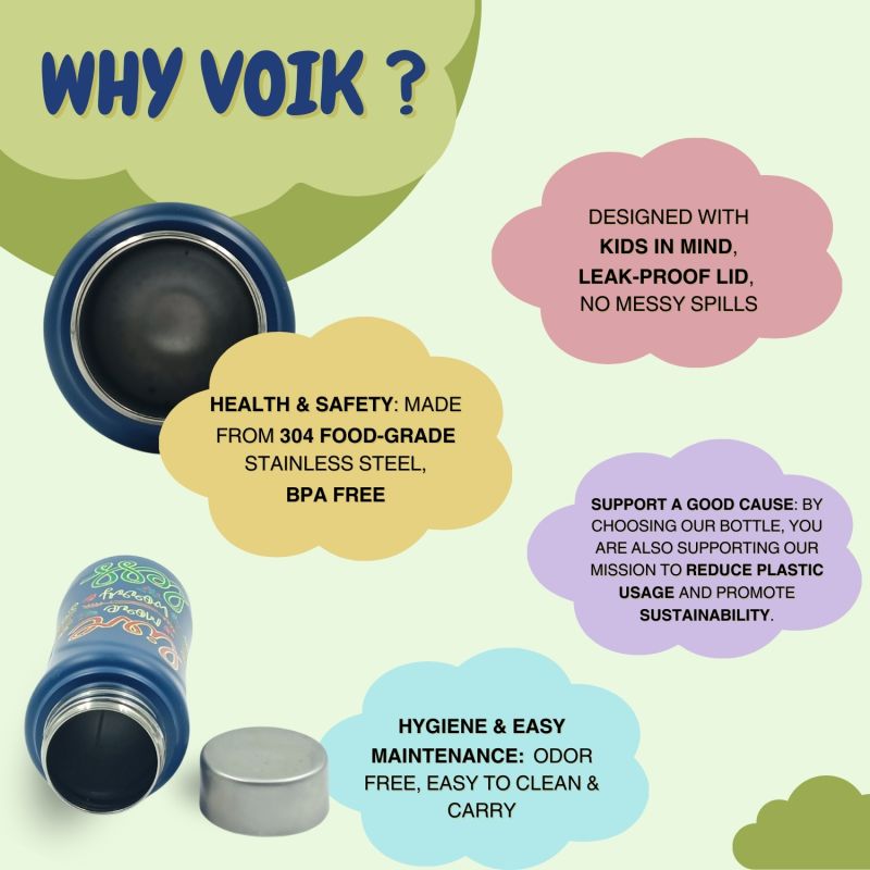 Voik Kiddo Live Stainless Steel Screw Water Bottle 500ml