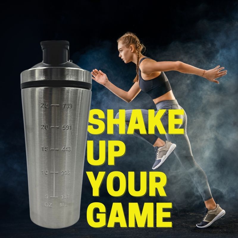 Voik Premium 800ml Gym Shaker Bottle Silver