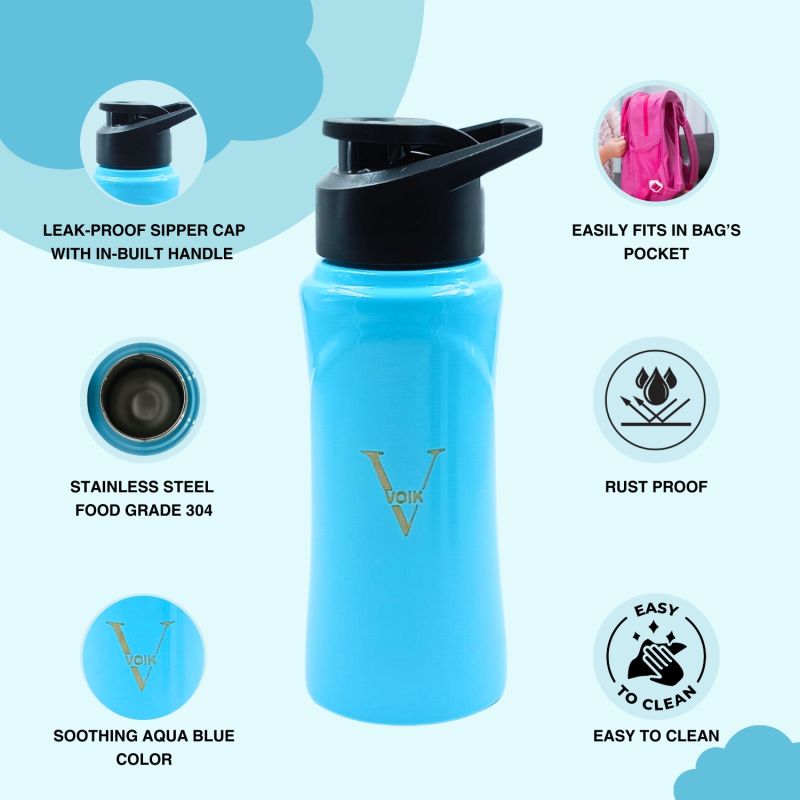 Voik 500ml Stainless Steel Kiddo Aqua Sipper Water Bottle