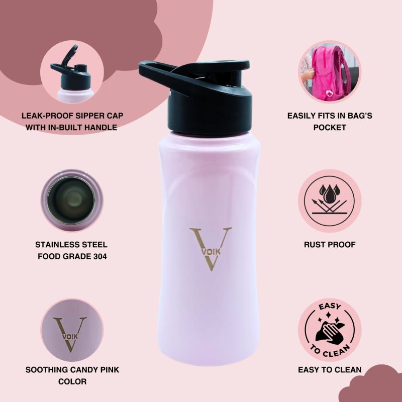 Voik Kiddo Pink Sipper Water Bottle 500ml