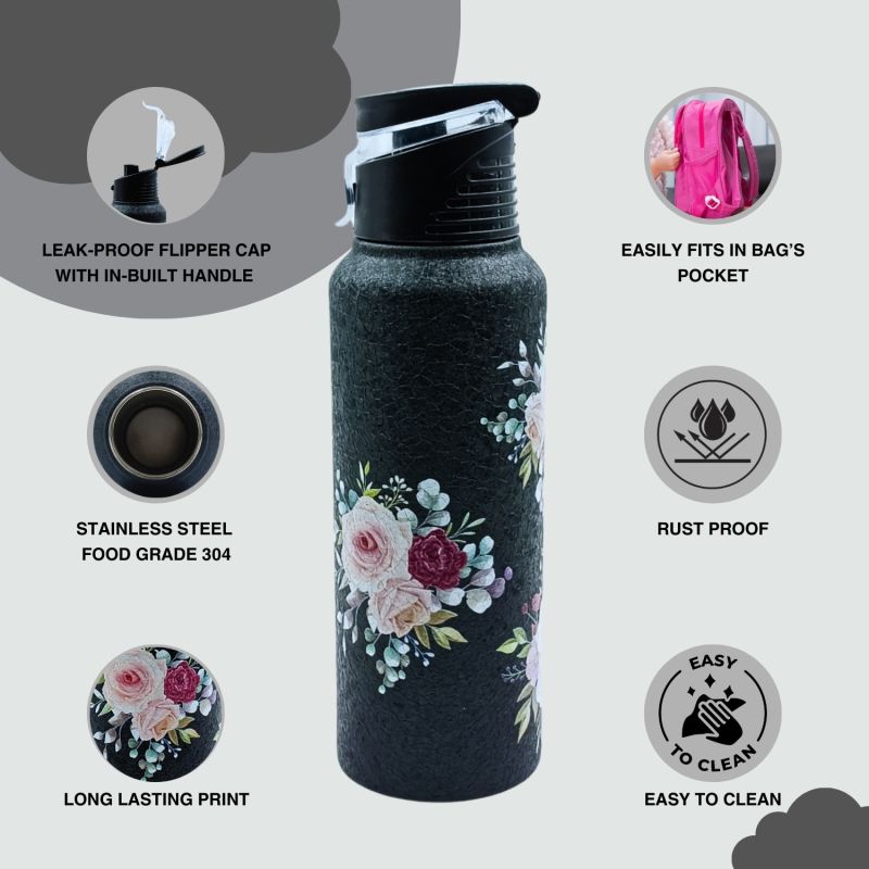 Voik Uniqo Flora Stainless Steel Flip Cap Water Bottle 750ml