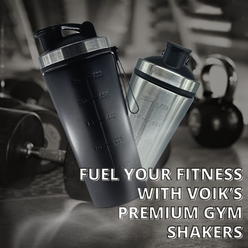 Voik Premium 800ml Gym Shaker Bottle Silver