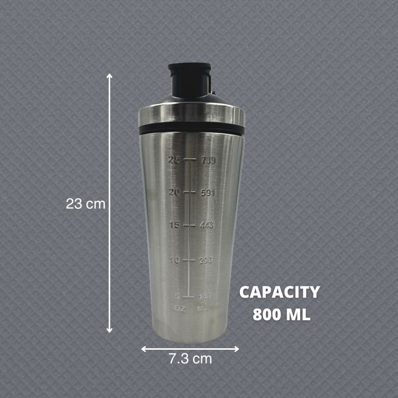 Voik Premium 800ml Gym Shaker Bottle Silver