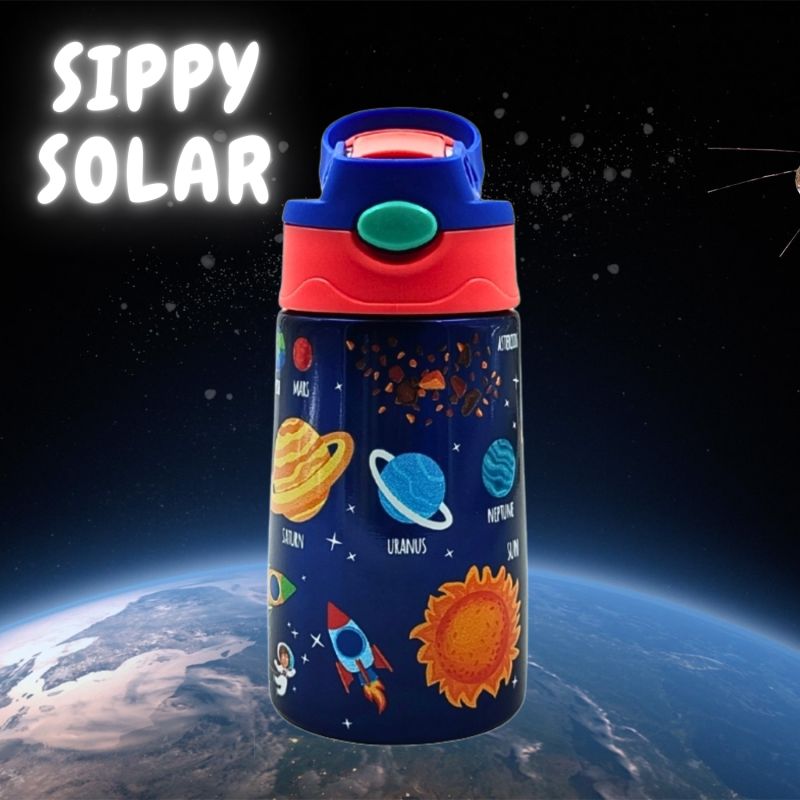 Voik Sippy Solar Stainless Steel Water Bottle With Straw