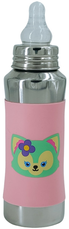 Voik Vega Silicone Sleeve Pink Cat Print Baby Feeding Bottle 240ml