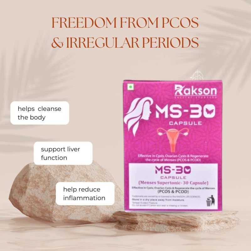 Rakson Life SCIENCES MS-30 KIT - Comprehensive PCOS/PCOD AND ovarian cyst Solution, 30 Herbs Tablets & Decotion for Female Health