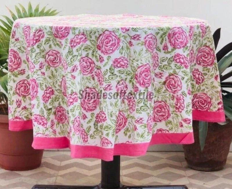 Pink Floral Round Tablecloth