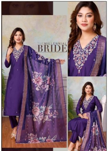 Ladies Blue Unstitched Suit