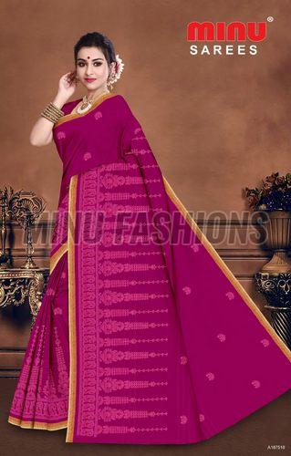 Chikankari Embroidered Cotton Saree