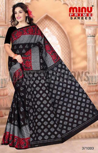 Black Diamond Printed Cotton Saree