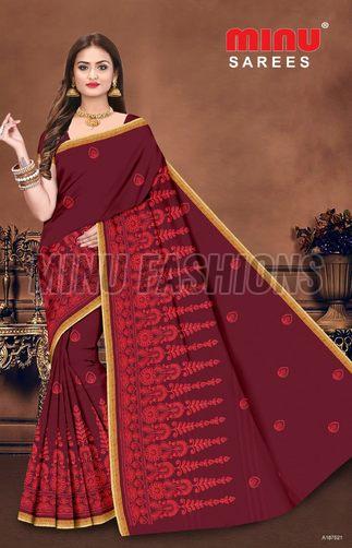 Chikankari Embroidered Cotton Saree